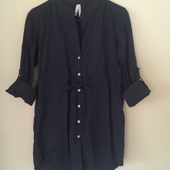 🔷Sharp Blue Tunic🔷Roll-Up Sleeves🔷Professional - Picture 3 of 7